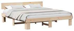 vidaXL Σκελετός Κρεβατιού Καφέ 180 x 200 cm Συμπαγές ξύλο πεύκου