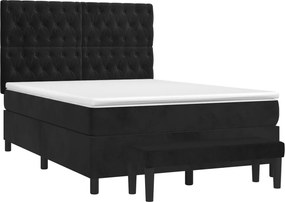 vidaXL Κρεβάτι Boxspring με Στρώμα Μαύρο 140x200 εκ. Βελούδινο