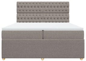 Κρεβάτι Boxspring με Στρώμα Taupe 200x200 εκ. Υφασμάτινο - Μπεζ-Γκρι