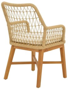 Τραπεζαρία 7τεμ Elaiza-Wooly teak ξύλο σε φυσική-μπεζ απόχρωση 220x90x75εκ 220x90x75 εκ.