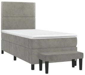 ΚΡΕΒΑΤΙ BOXSPRING ΜΕ ΣΤΡΩΜΑ ΑΝΟΙΧΤΟ ΓΚΡΙ 90X200 ΕΚ. ΒΕΛΟΥΔΙΝΟ 3137761