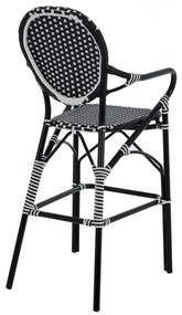 Σκαμπό Μπαρ C5794.02 Αλουμινίου Bamboo Look με Wicker Μαύρο - Λευκό 56x60x126 εκ. 56x60x126 εκ.