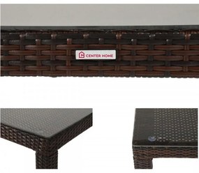 Τραπέζι κήπου Valentia Αλουμινίου Wicker με Γυαλί Cappuccino 180x90x74 εκ. 180x90x74 εκ.