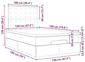 Οθωμανικό κρεβάτι με στρώματα Σκούρο γκρι 120x190cm Velvet - Γκρι