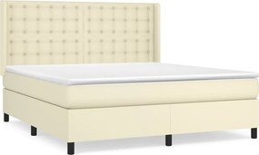 vidaXL Κρεβάτι Boxspring με Στρώμα Κρεμ 180x200 εκ. Συνθετικό Δέρμα