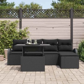 vidaXL Σετ Καναπέ Κήπου με μαξιλάρι 6 pcs Μαύρο Πολυ ράταν