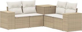 vidaXL Σετ Καναπέ 5 τμχ. Μπεζ και Κρέμ 200 x 200 x 85 εκ.