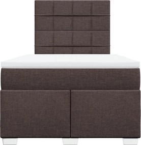 vidaXL Κρεβάτι Boxspring με Στρώμα Σκούρο Καφέ 120x190 εκ Υφασμάτινο
