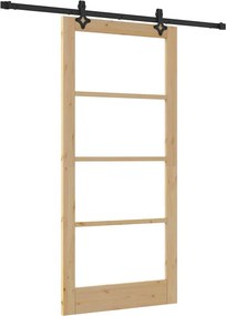 vidaXL Συρόμενη Πόρτα ORKDAL Φυσικό και Μαύρο 93 x 202 cm