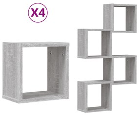 vidaXL Floating Ράφια Γκρι σονομά MDF Μεσαία Επιτοίχια Floating Ράφια