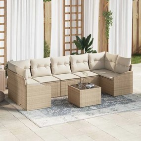 vidaXL Σετ Καναπέ Κήπου με μαξιλάρι 8 pcs Μπεζ, Κρέμα 55 x 55 x 37 εκ