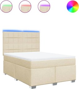 vidaXL Κρεβάτι Boxspring με Στρώμα Κρεμ 140x200 εκ. Υφασμάτινο