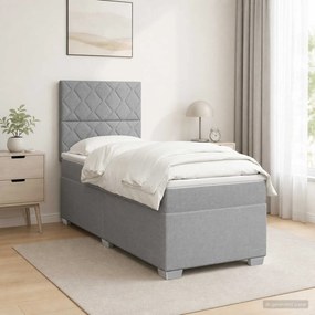 vidaXL Κρεβάτι box spring με στρώμα Ανοιχτό γκρι 90 x 190 cm Ύφασμα