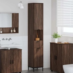 vidaXL Ψηλό ντουλάπι μπάνιου με συρτάρι Καφέ δρυς 31.5 x 33 x 190 εκ.
