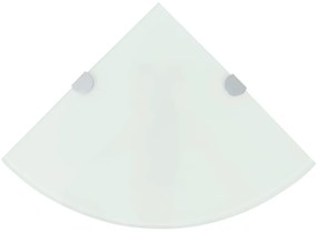 Ράφια Γωνία 2 τεμ Λευκά 35x35 εκ Γυάλινα + Στηρίγματα Χρωμίου