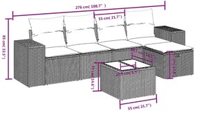 vidaXL Σαλόνι Κήπου Σετ 6 Τεμαχίων Καφέ Συνθετικό Ρατάν με Μαξιλάρια