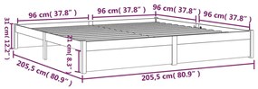 Σκελετός Κρεβατιού Χωρίς Στρώμα 200x200 εκ Μασίφ Ξύλο - Καφέ