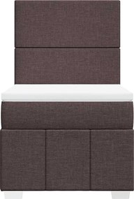 vidaXL Κρεβάτι Boxspring με Στρώμα Σκούρο Καφέ 90x200 εκ. Υφασμάτινο
