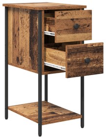 vidaXL Κομοδίνο με συρτάρι 2 pcs Παλαιό ξύλο 32 x 42 x 70 εκ