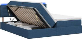 vidaXL LED Κρεβάτι αποθήκευσης με στρώμα Μπλε 180 x 200 cm Ύφασμα
