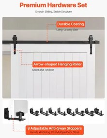 VEVOR Sliding Barn Door with Hardware Kit 1219 x 2134mm MDF Panel PVC Surface
