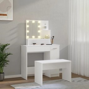 vidaXL Μπουντουάρ Σετ με LED Λευκό από Επεξεργασμένο Ξύλο