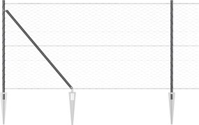 vidaXL Εξαγωνική Φράχτη με Στύλο 25 x 1 m PVC-Επικαλυμμένο Ατσάλι Γκρι
