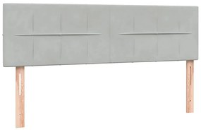 Κρεβάτι Boxspring με Στρώμα Ανοιχτό Γκρι 160x210 εκ. Βελούδινο - Γκρι