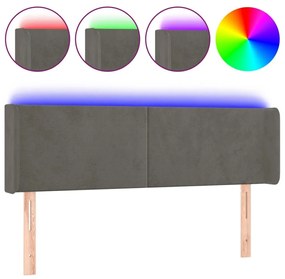 Κεφαλάρι Κρεβατιού LED Σκούρο Γκρι 147x16x78/88 εκ. Βελούδινο - Γκρι