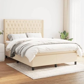 ΚΡΕΒΑΤΙ BOXSPRING ΜΕ ΣΤΡΩΜΑ ΚΡΕΜ 140X190 ΕΚ. ΥΦΑΣΜΑΤΙΝΟ 3131670