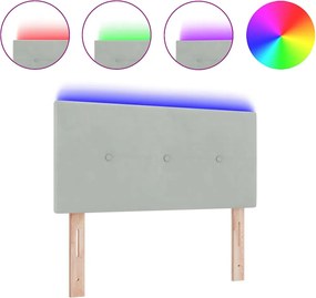 vidaXL LED κεφαλάρι με LED ταινίες φωτός Ανοιχτό γκρι 80 cm Βελούδο