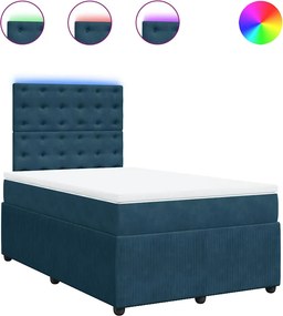 vidaXL Κρεβάτι Boxspring με Στρώμα Μπλε 120x190 εκ. Βελούδινο