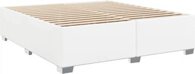 vidaXL Κρεβάτι Boxspring με Στρώμα Λευκό 180x200 εκ. Συνθετικό Δέρμα