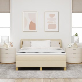 vidaXL κρεβάτι με στρώμα  με κρεμ χρώμα 160x200 εκ κατασκευασμένο από ύφασμα