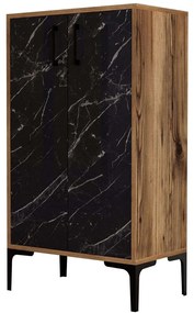 Παπουτσοθήκη Prag 845HCT4112 60x35x111cm Marble Effect Black-Walnut Μοριοσανίδα, Μέταλλο