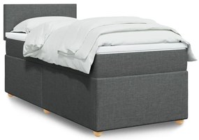 vidaXL Κρεβάτι Boxspring με Στρώμα Σκούρο Γκρι 90x200 εκ. Υφασμάτινο