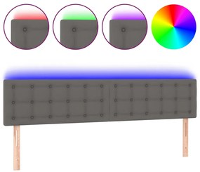 vidaXL Κεφαλάρι Κρεβατιού LED Γκρι 160x5x78/88 εκ. από Συνθετικό Δέρμα