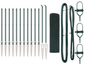 vidaXL Welded Wire Fence με 13 Αναρτήσεις Πράσινες 0.8x25 μ Χάλυβα