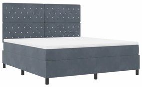vidaXL Κρεβάτι με ελατήρια με στρώμα Σκούρο Γκρι 180 x 200 cm Βελούδο