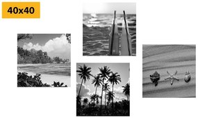 Σετ φωτογραφιών διακοπές δίπλα στη θάλασσα σε μαύρο & άσπρο