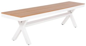 ALUMINUM BENCH TAWNEE  WHITE WITH POLYWOOD SEAT IN NATURAL WOOD COLOR 150x36x45Hcm.