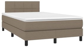 Κρεβάτι Boxspring με Στρώμα &amp; LED Taupe 120x200 εκ. Υφασμάτινο - Μπεζ-Γκρι