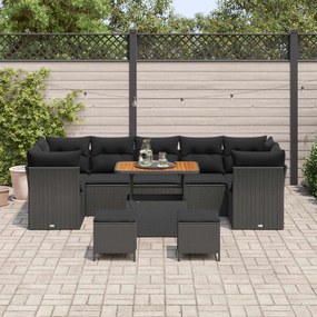 vidaXL Σετ Καναπέ Κήπου 10 pcs Μαύρο συνθετικό ρατάν