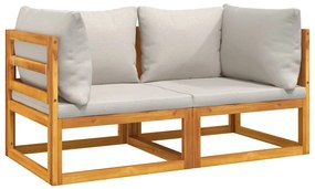 vidaXL Γωνιακοί Καναπέδες 2 τεμ. Μασίφ Ακακία με Αν. Γκρι Μαξιλάρια