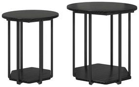 vidaXL Σετ βοηθητικά τραπεζάκια με ράφι 2 pcs Μαύρη Οξυά