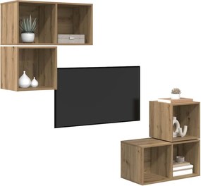 vidaXL Σετ επίπλου τηλεόρασης 4 pcs Artisan Oak Επεξεργασμένο ξύλο