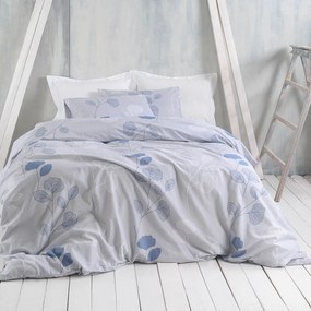 Φανελένια Σεντόνια Υπέρδιπλα (Σετ) Rythmos Flannel Morin Grey - Blue Γαλάζιο ΧΩΡΙΣ ΛΑΣΤΙΧΟ 230x260
