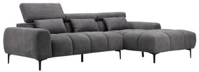 CORNER SOFA RIGHT DIVYA  SYNTHETIC SUEDE IN GREY 266x104x97Hcm.