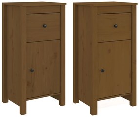 vidaXL Συρταριέρες 2 τεμ. Καφέ Μελί 40x35x80 εκ. από Μασίφ Ξύλο Πεύκου