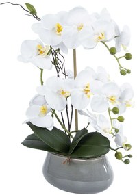 Τεχνητό Φυτό Σε Κασπώ Orchid 21120 Φ29x43cm White GloboStar Clay,Fabric